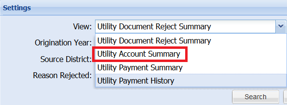 image with Utility Account Summary high-lighted